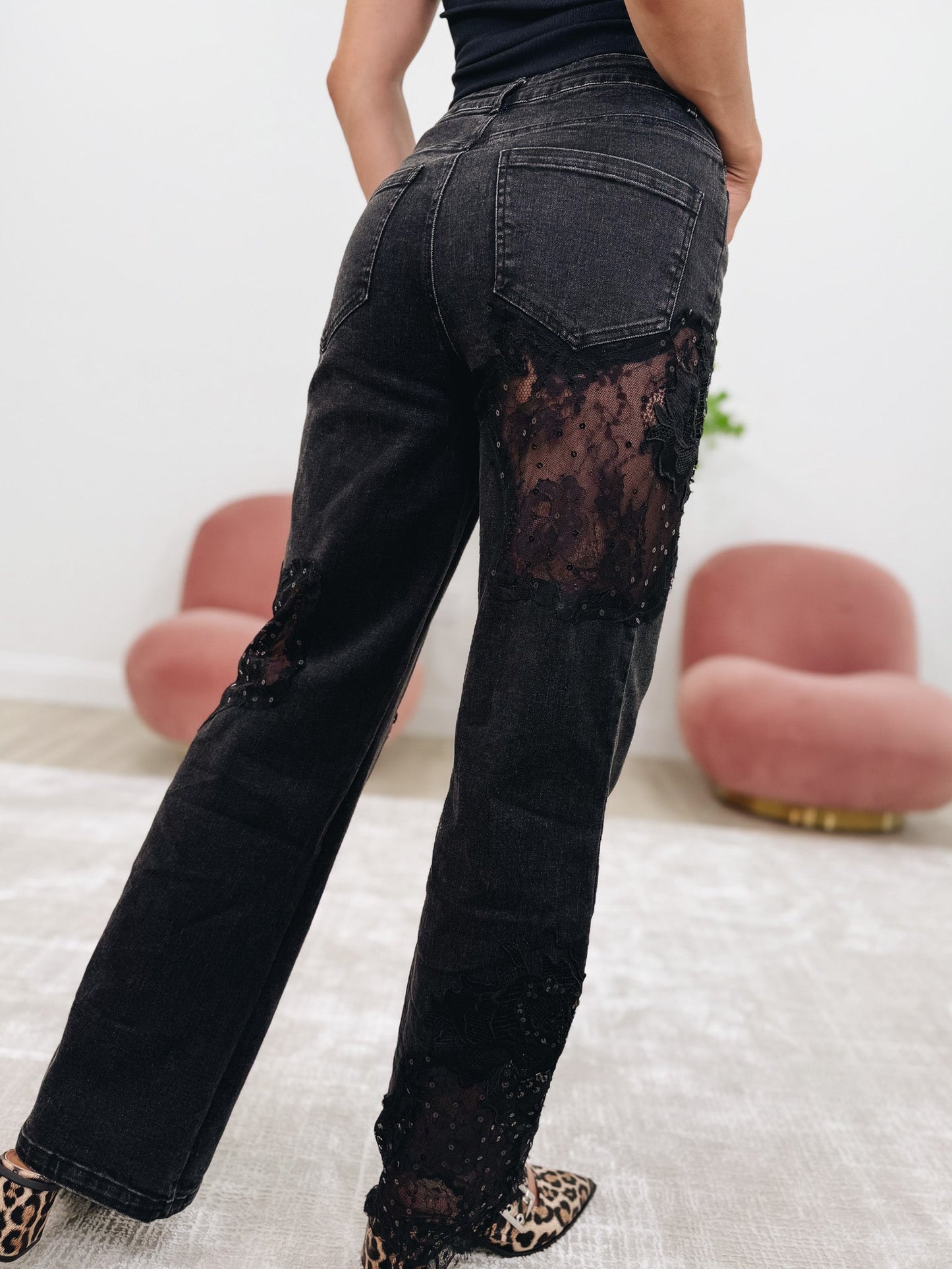 Sweet Piece By BAR Label - Mid Rise Lace Detail Jeans