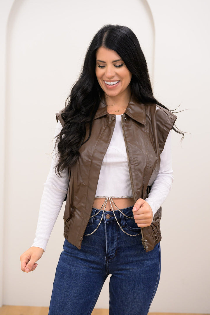 Smooth Moves Faux Leather Vest -2 Colors!