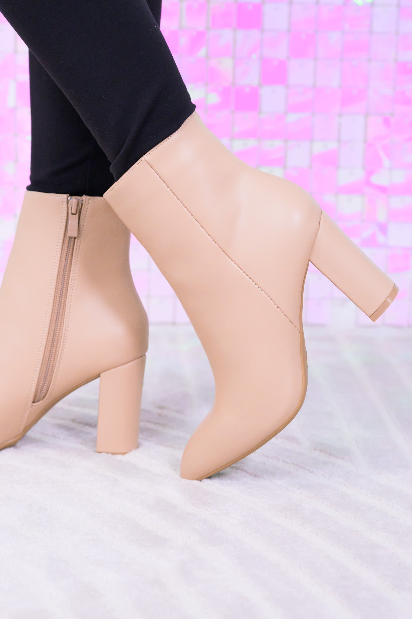 The Sara Pointy Toe Boots - Beige