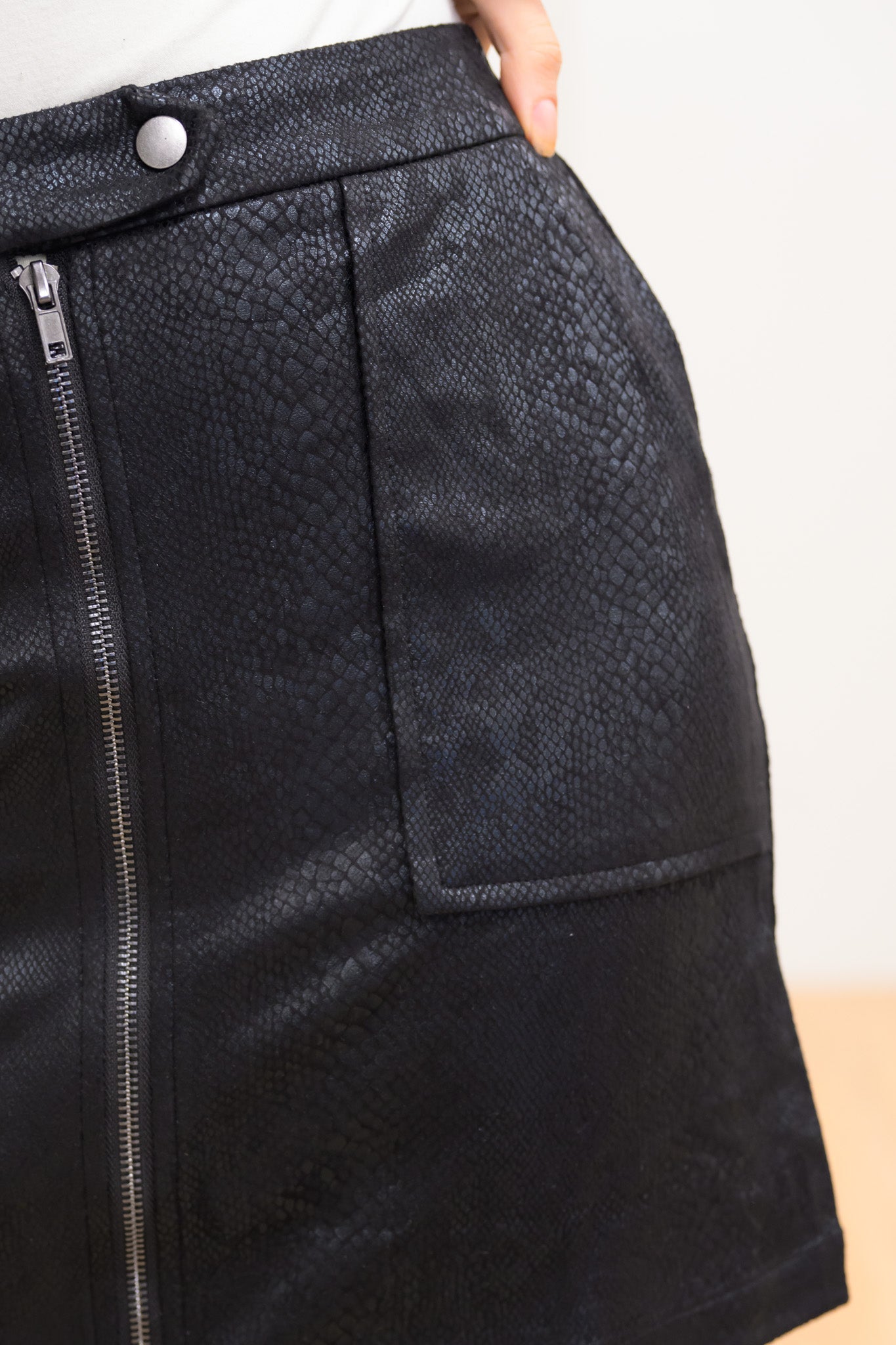 Snake Charmer Faux Suede Mini Skirt