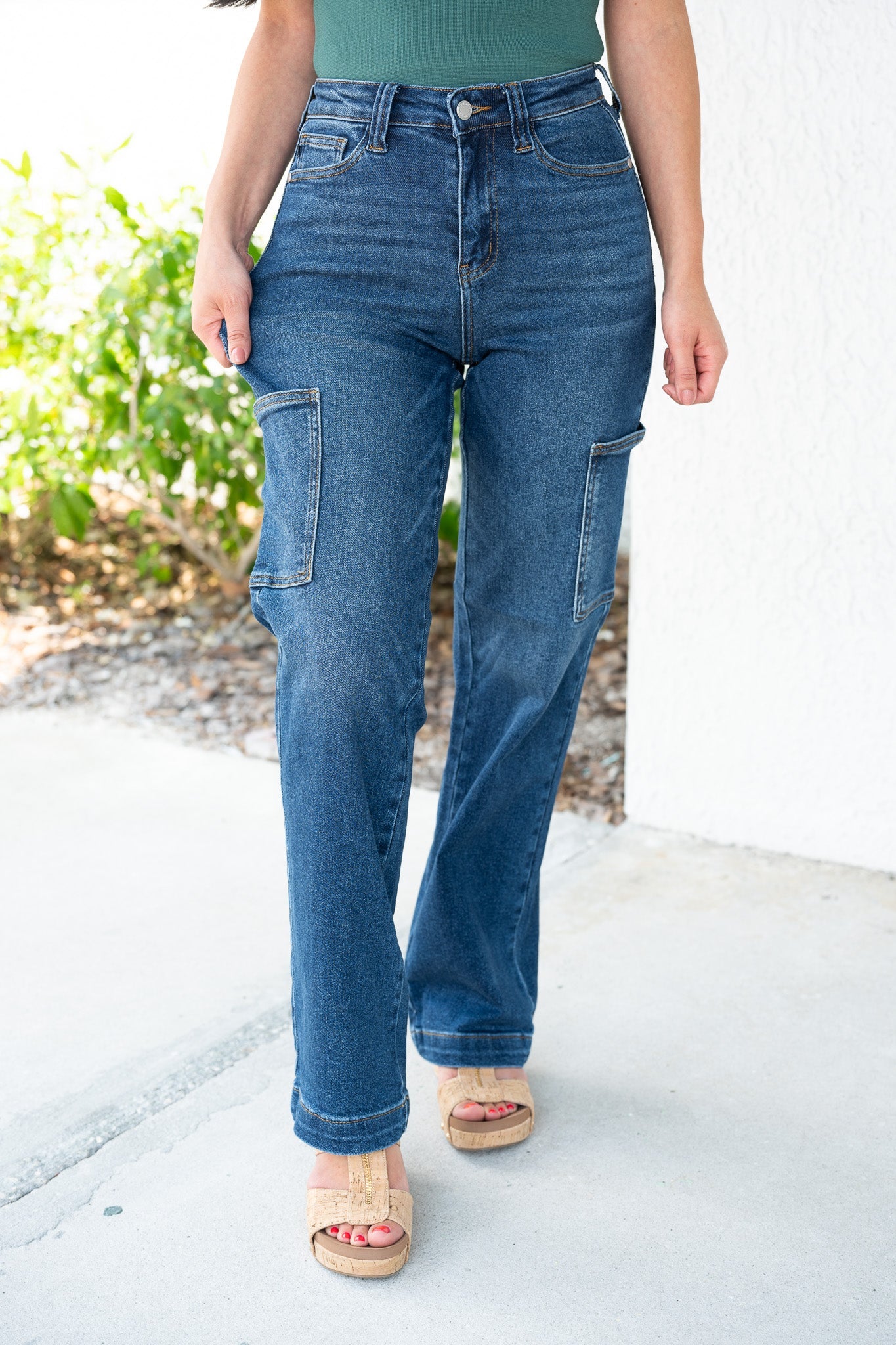 Judy Blue Heidi High Rise Cargo Wide Leg Jeans