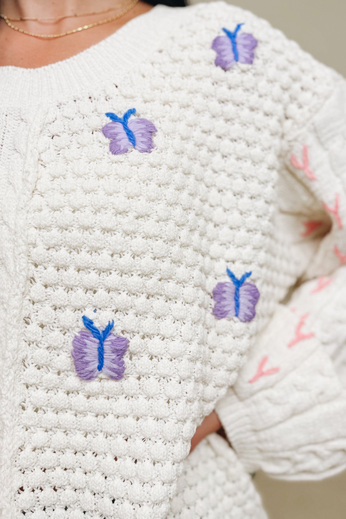 Carefree Crochet Sweater Top - Powder Cream