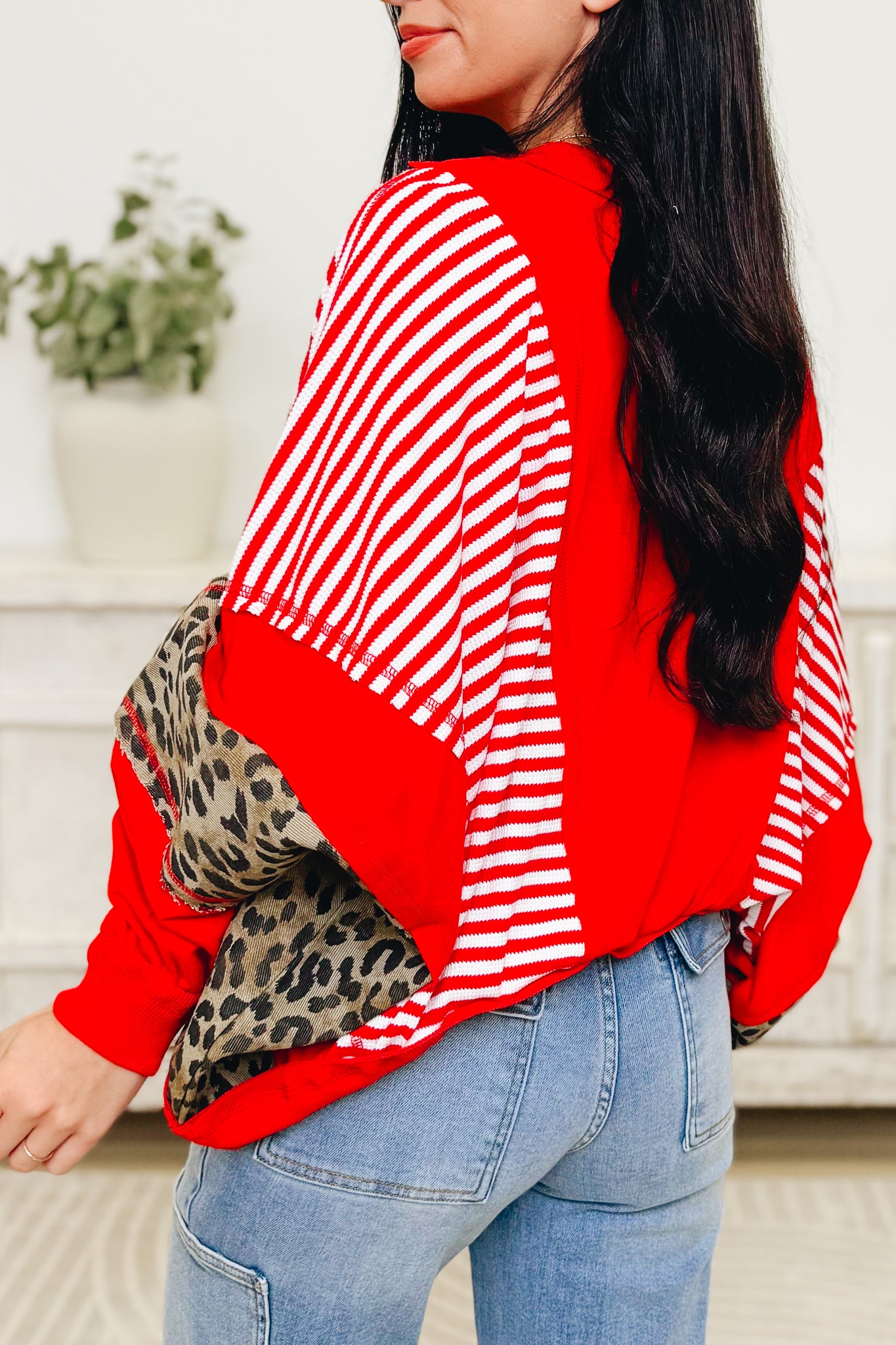 Get In The Mix Leopard Stripe Top - 2 Colors!