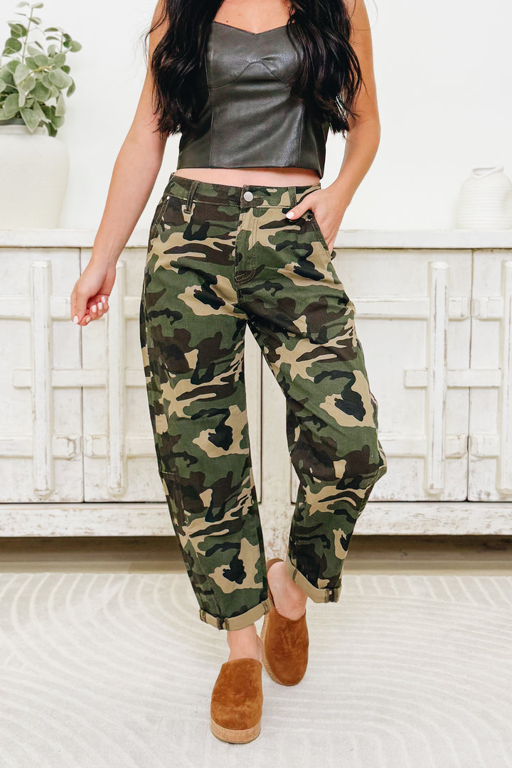 Hide & Sleek By Risen - High Rise Ankle Barrel Double Roll Up Pants