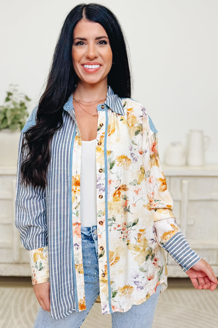 Side By Side Stripe Floral Top