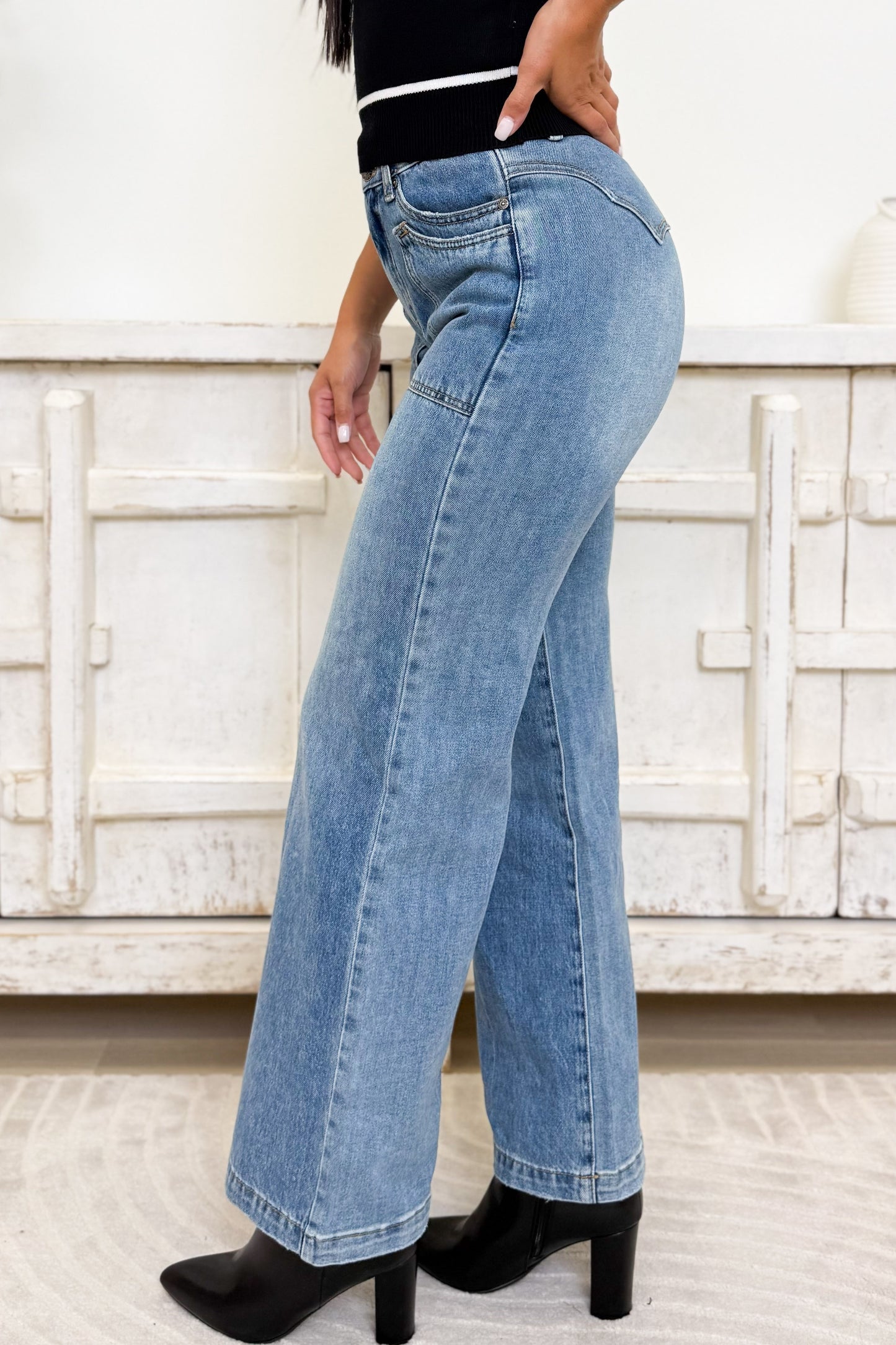 Radiant Dream By Saige Denim - High Rise Wide Leg Jeans - Medium