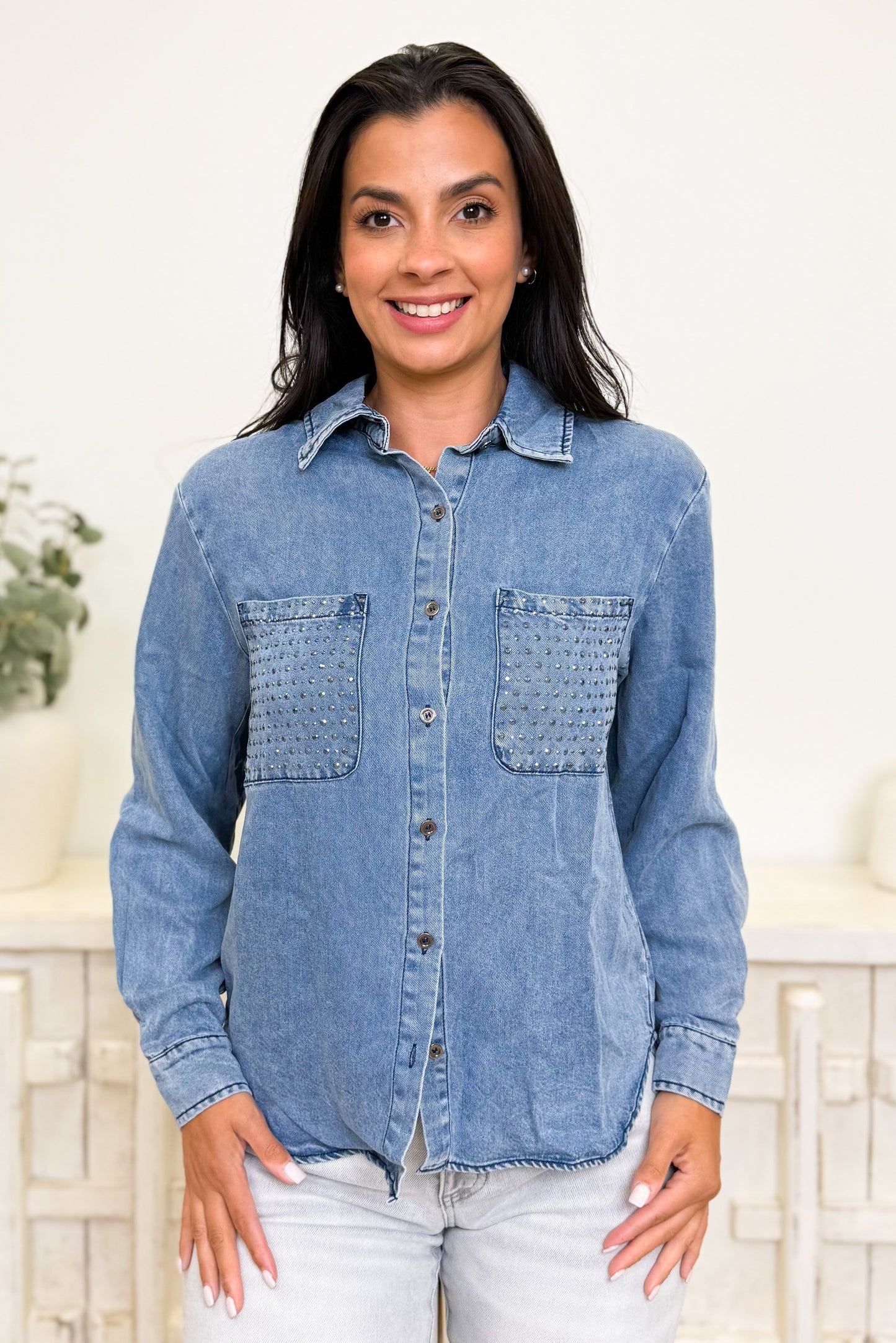 The Rhinestone Ride Button Down Top