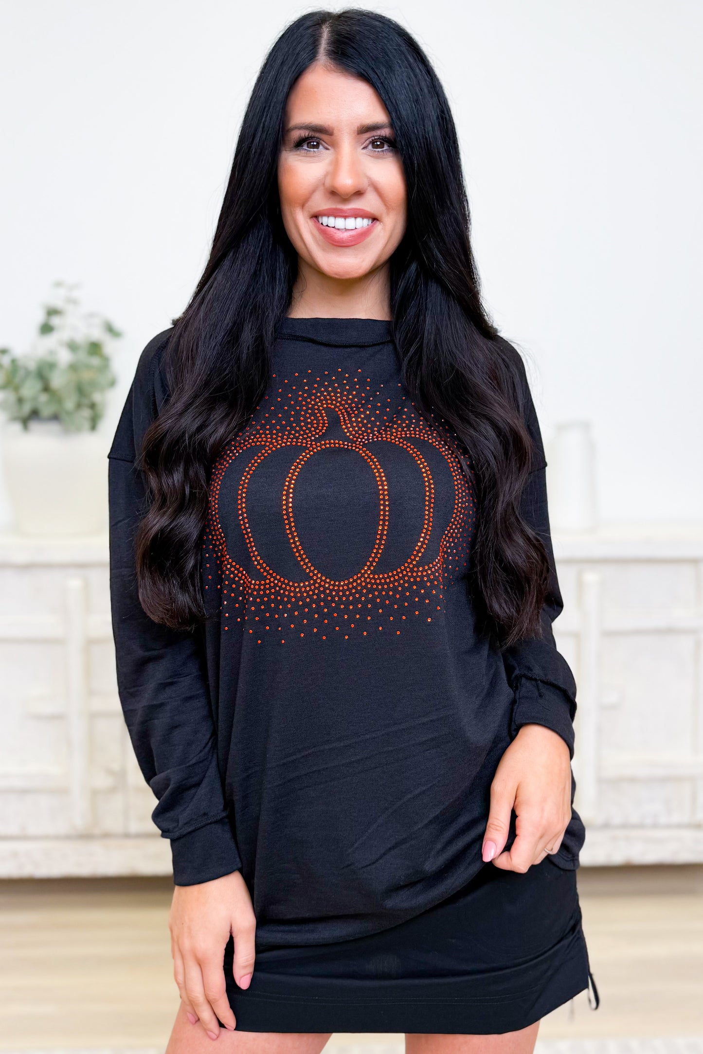 Halloween Pumpkin Rhinestone Top