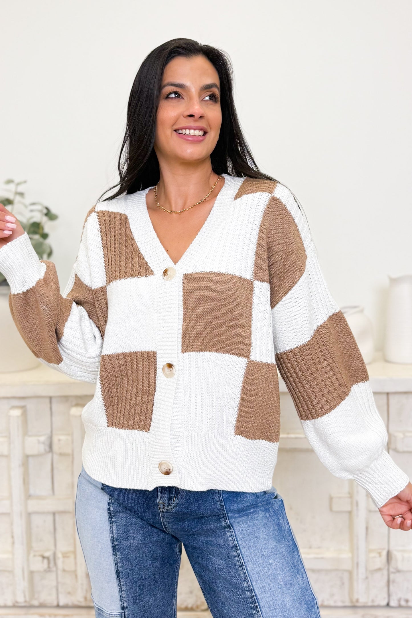 What Meets The Eye Checkered Cardigan - 2 Colors!