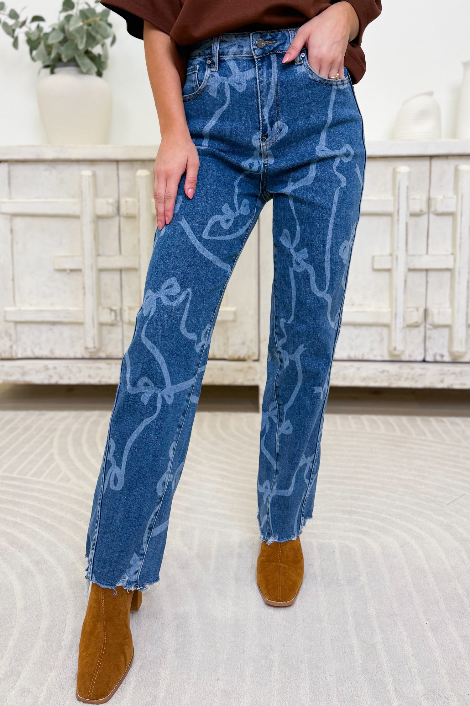 Bows Before Bros Baggy Straight Leg Jeans - Bows