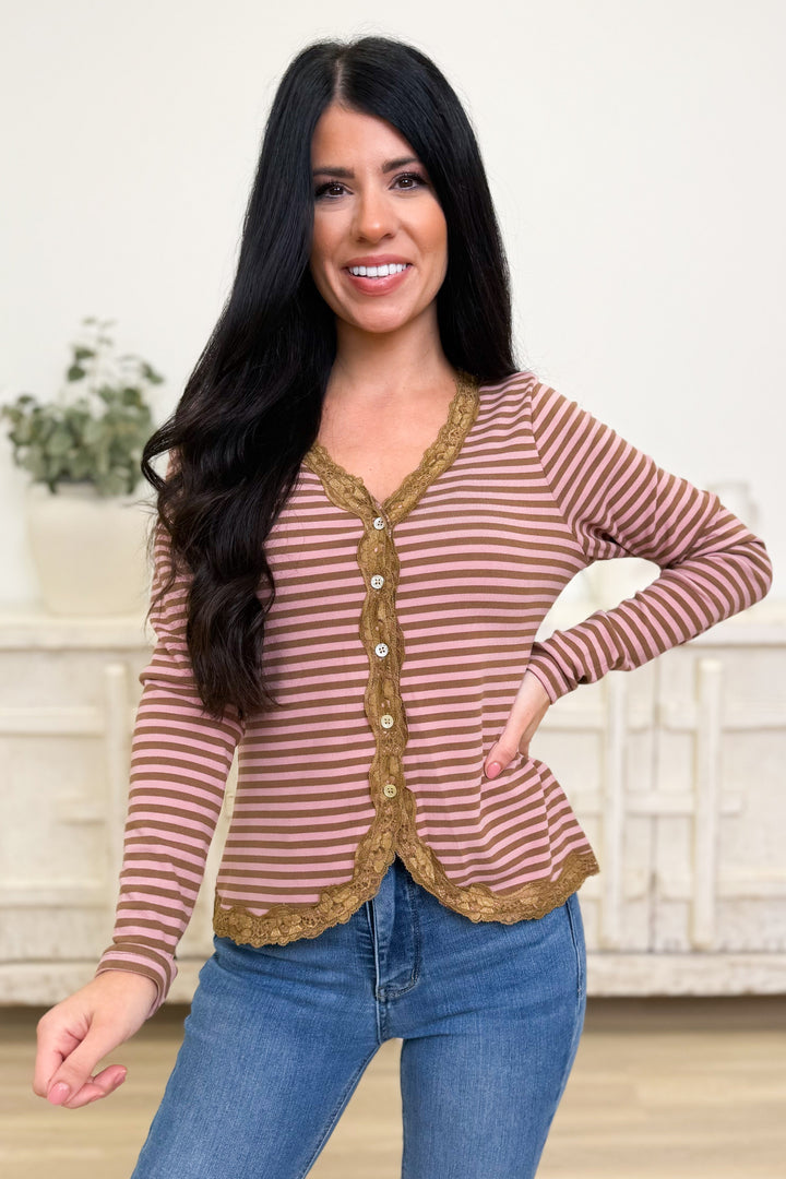 Little Miss Lace Trim Cardigan - 2 Colors!