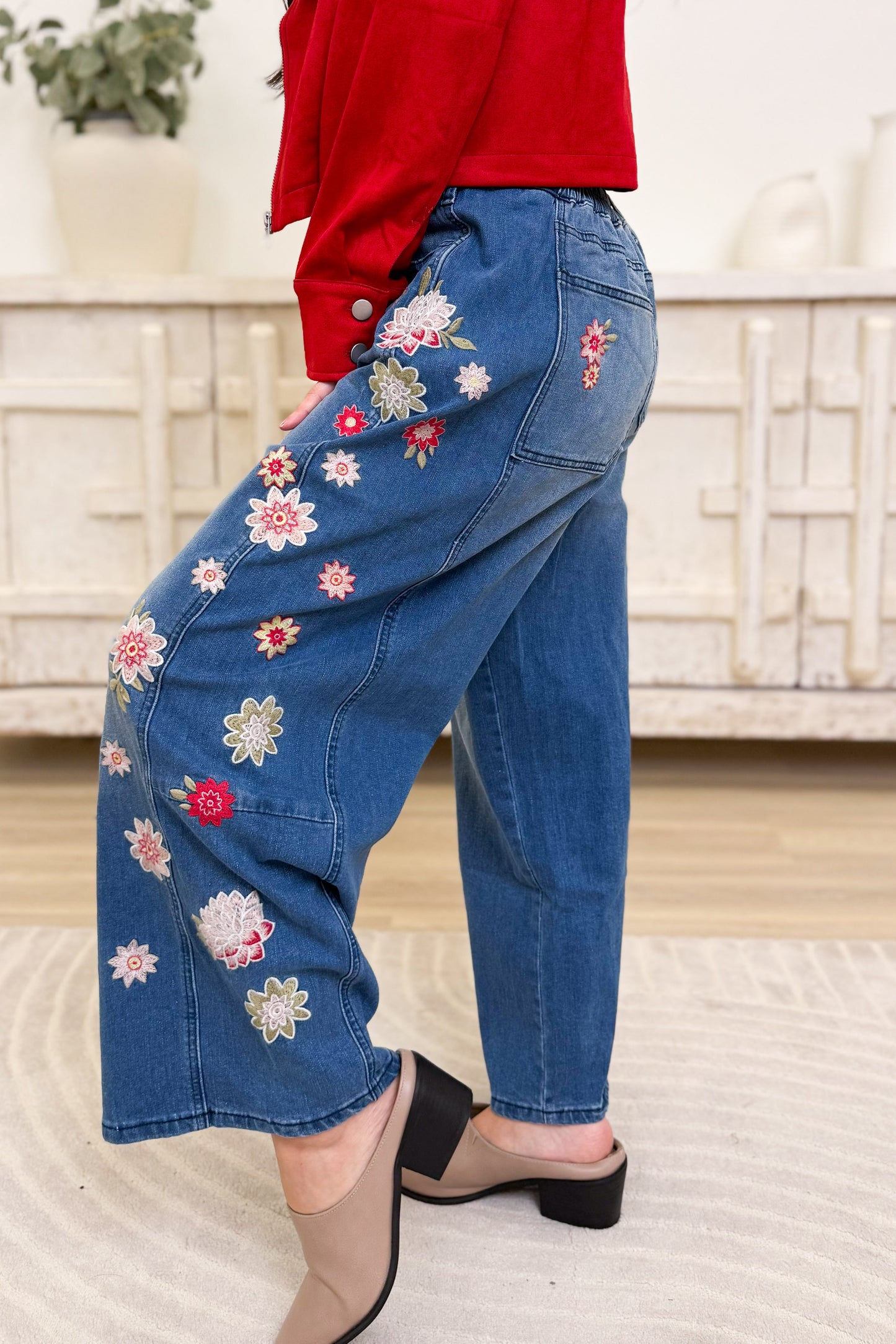 Daisy Does It Floral Pants - Denim