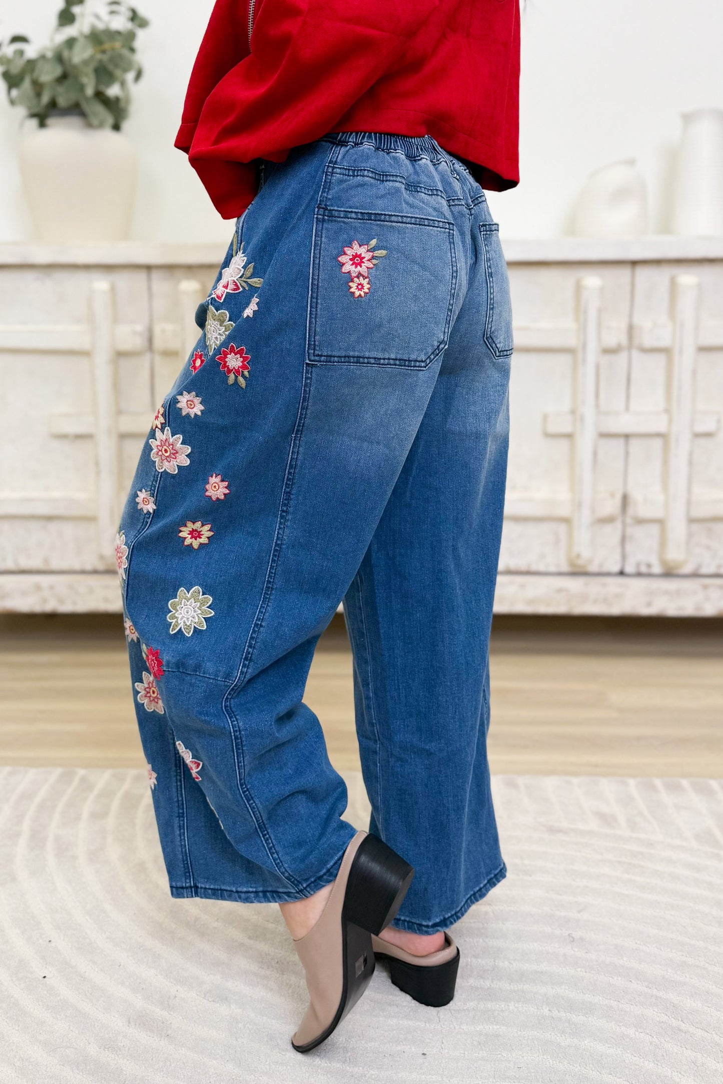 Daisy Does It Floral Pants - Denim