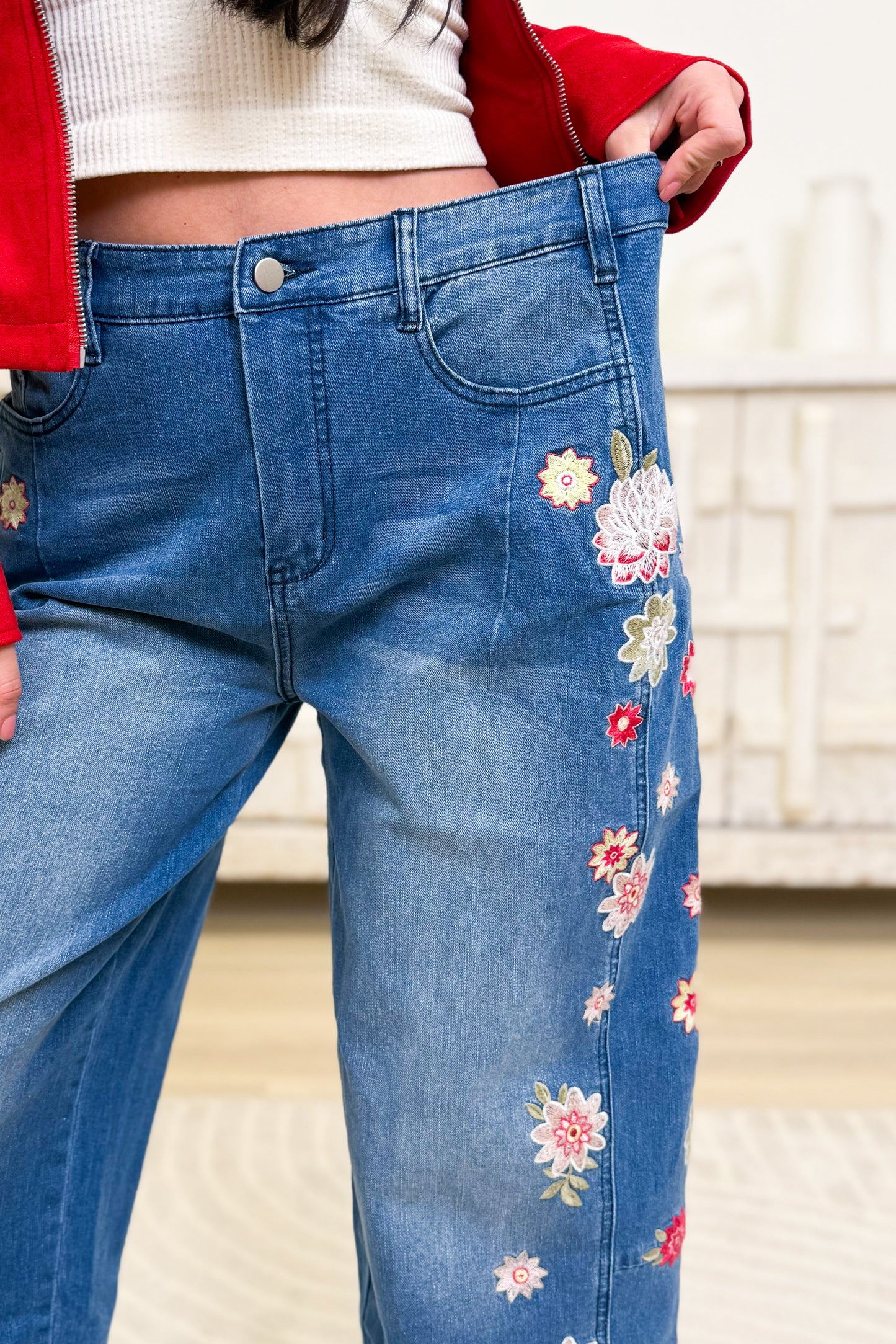 Daisy Does It Floral Pants - Denim