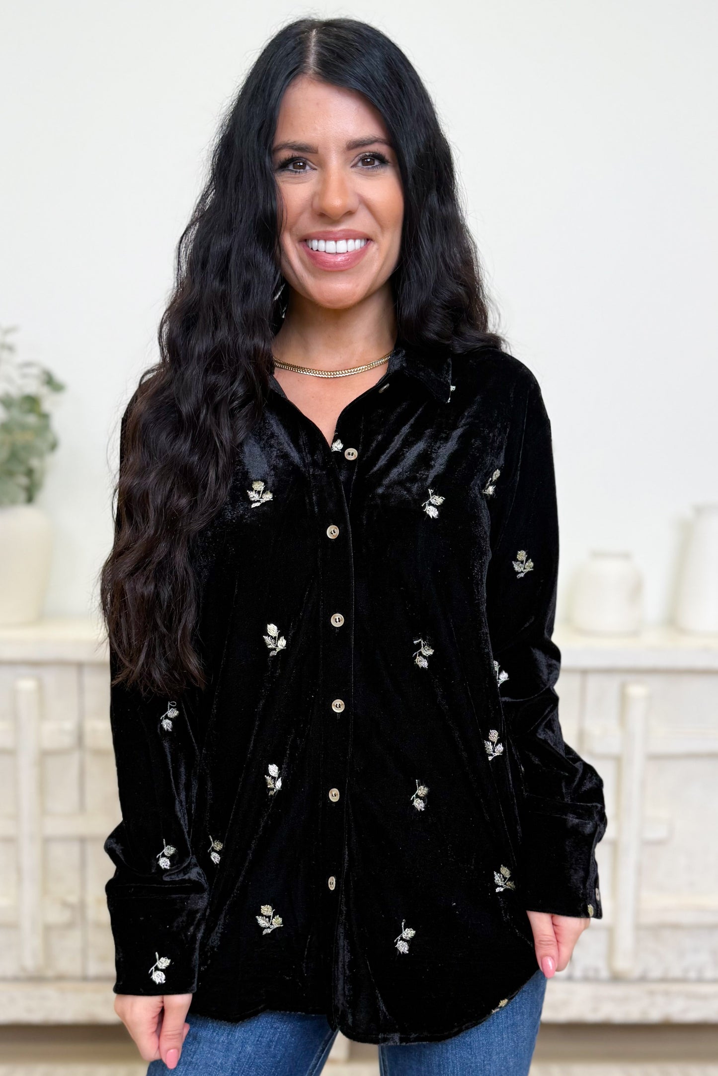 Keep Chipping Velvet Button Down Top - 4 Colors!