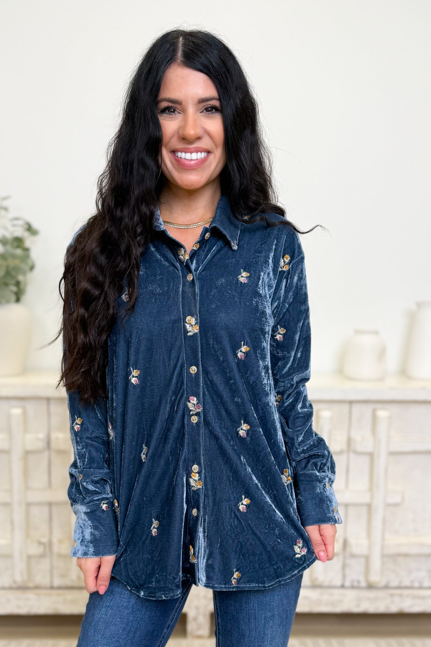 Keep Chipping Velvet Button Down Top - 4 Colors!
