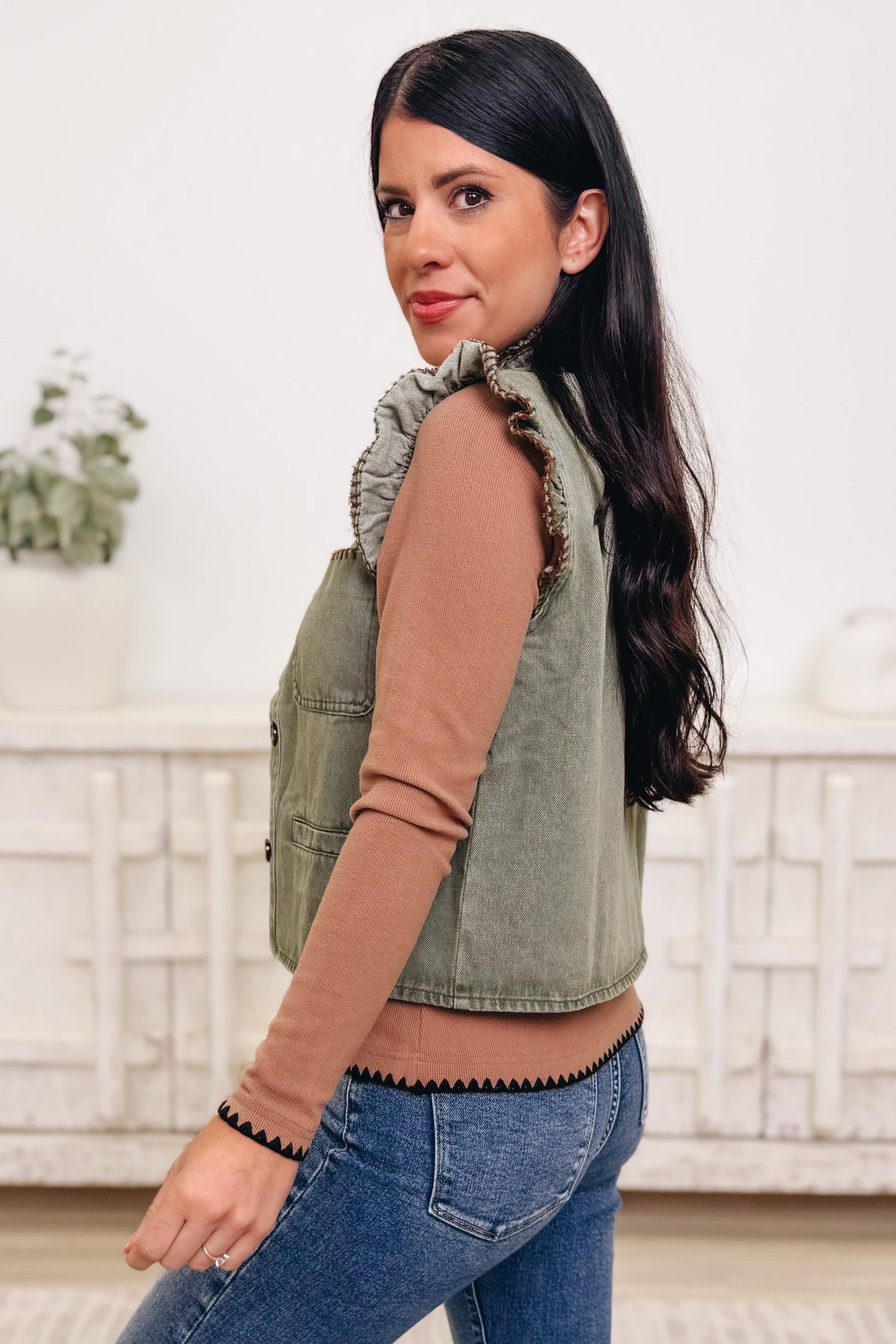 Flirty In Fringe Ruffle Vest