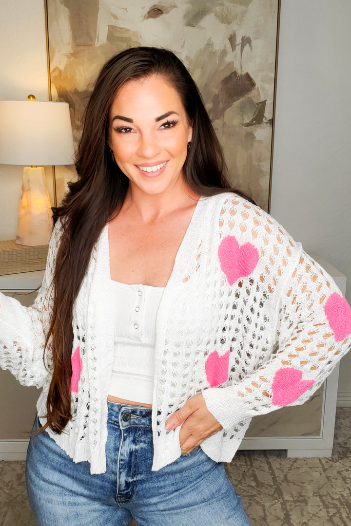 Sweet Heart Netting Cardigan