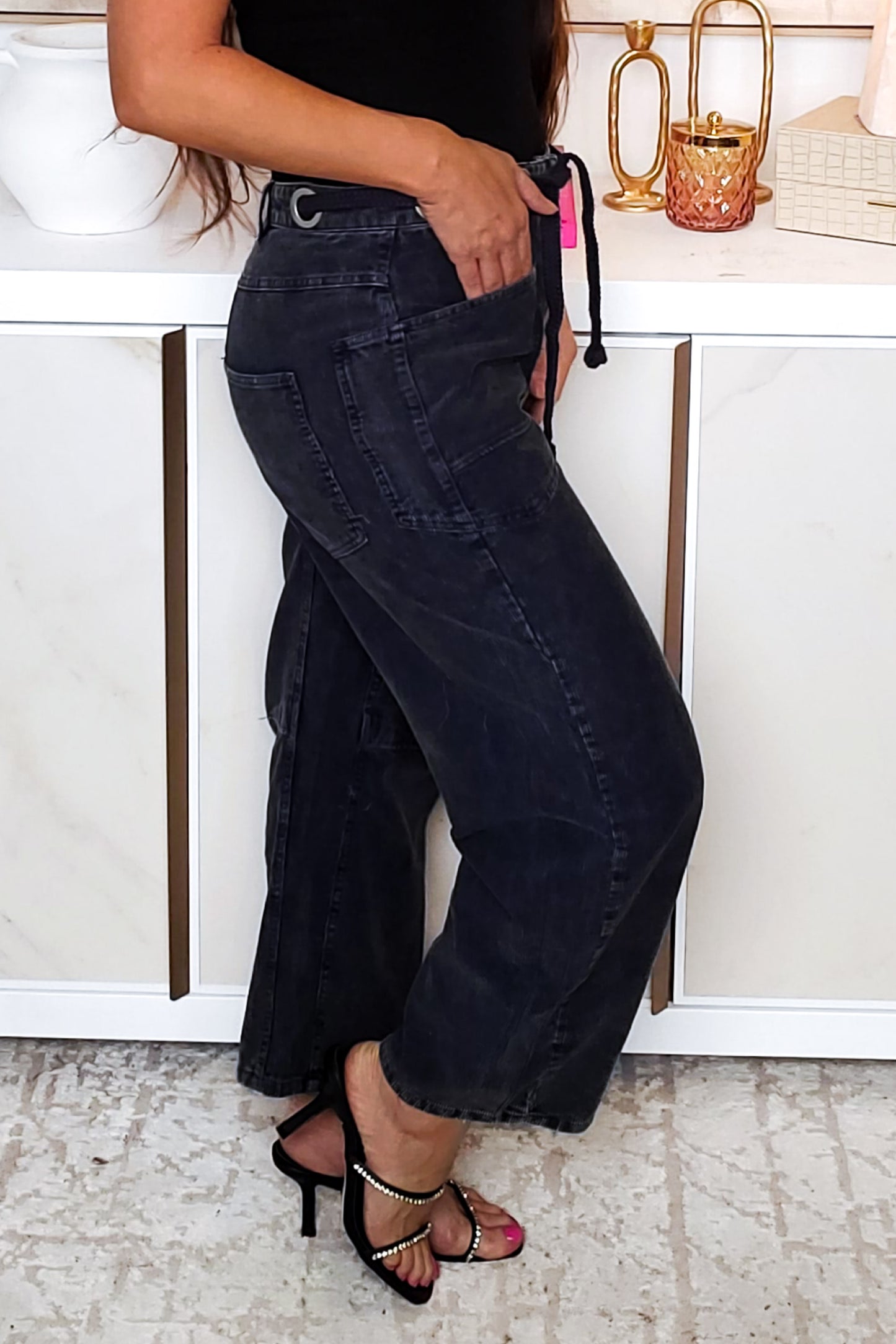 Visions & Decisions Velvet Rope String Jeans - Vintage Navy