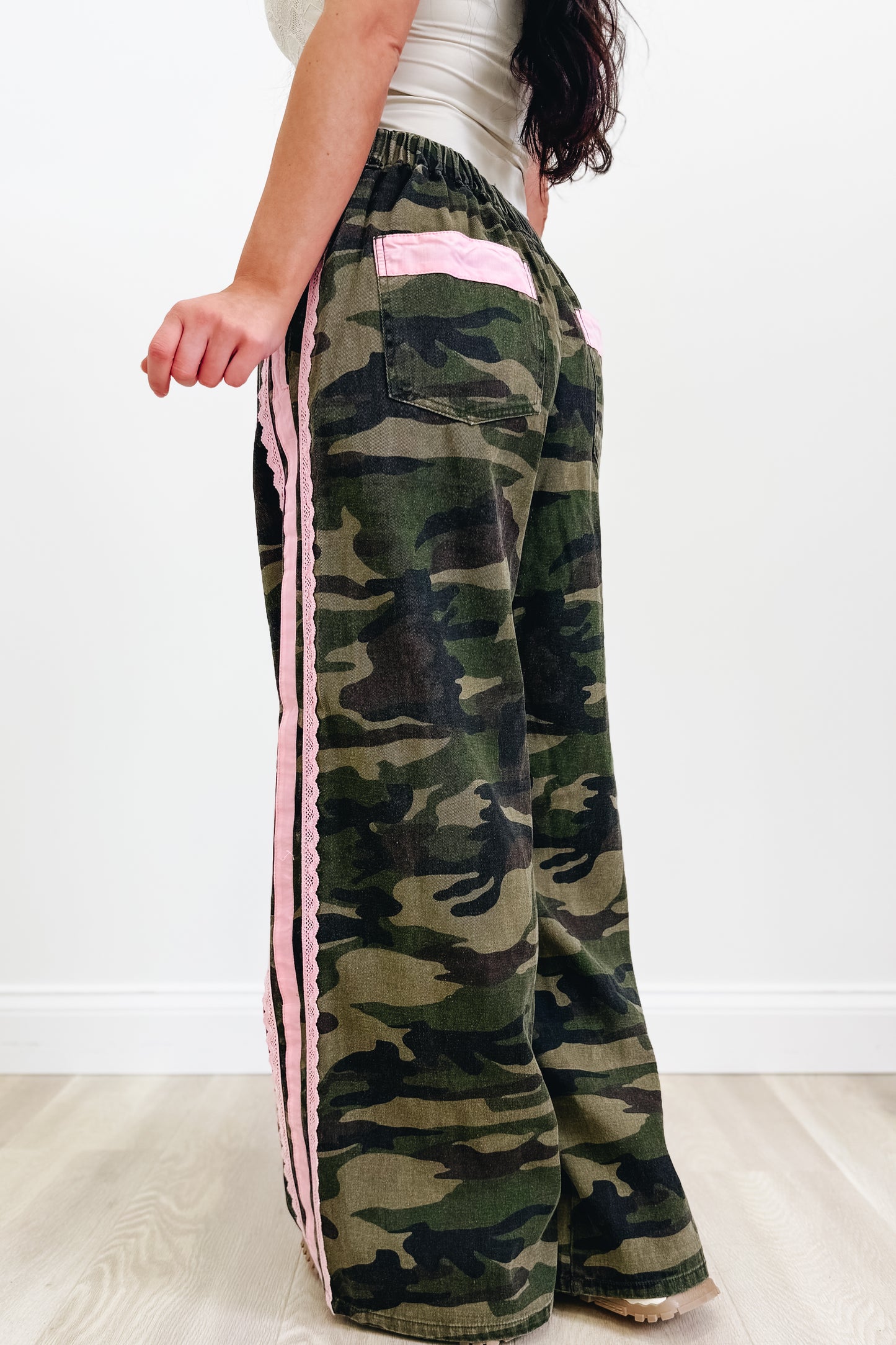 Sweet But Savage Striped Camo Pants - Washed Camo