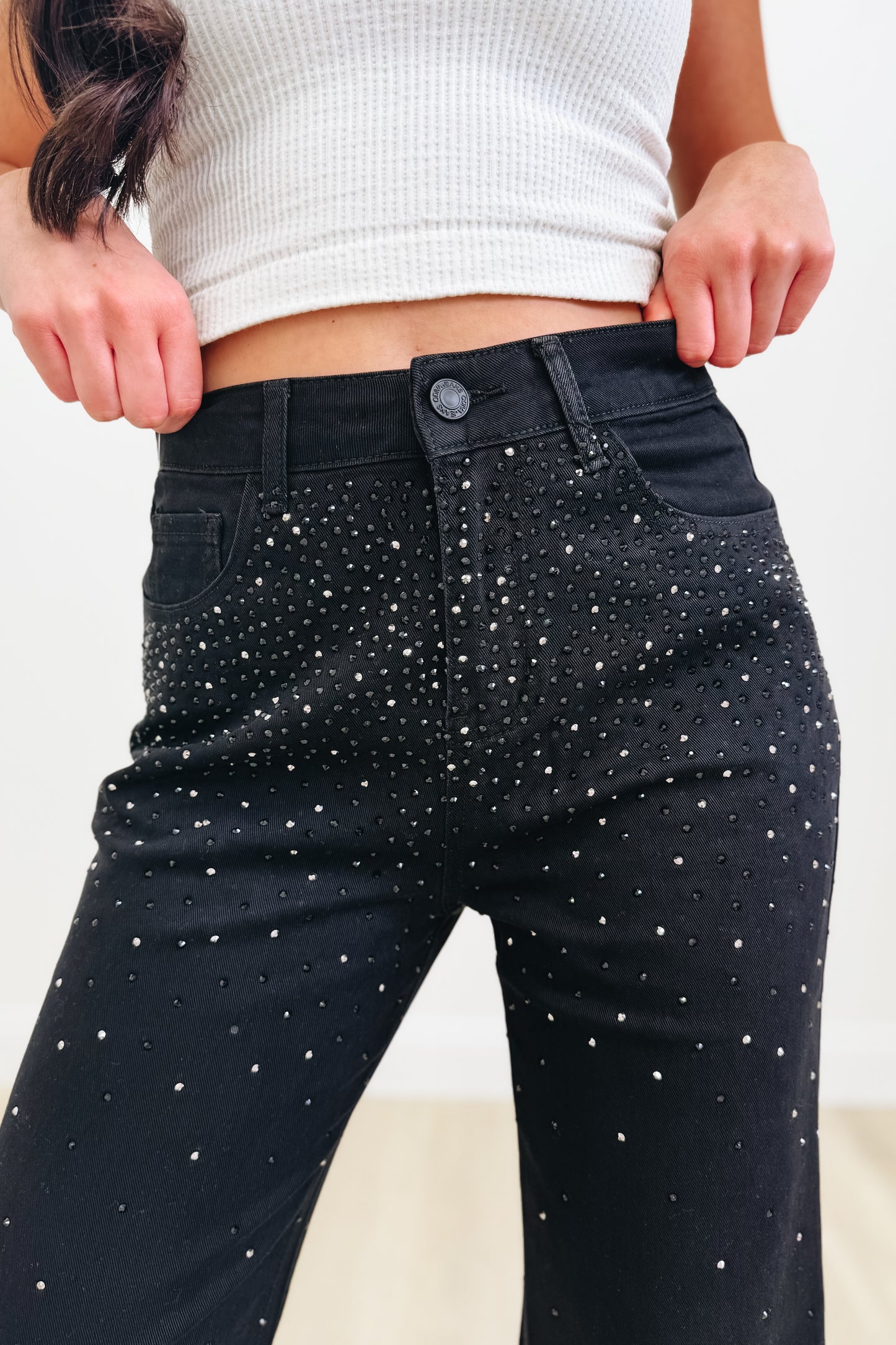 Rhinestone Cowgirl By 7Mango7 - Straight Fit Jeans - Black