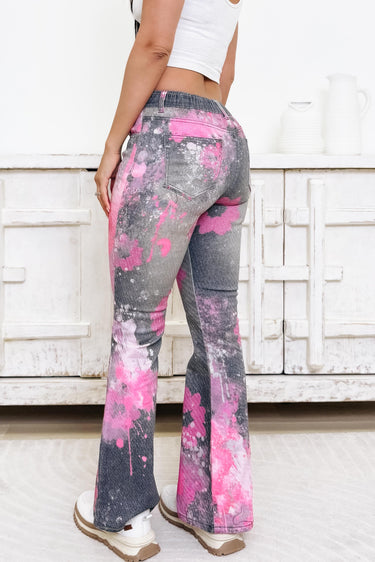 Splatter Platter By Oli & Hali - Splattered Flare Jeans - Black Pink