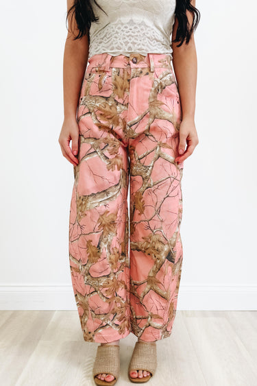 Huntin' Honey Wide Leg Pants - Pink Tree Camo