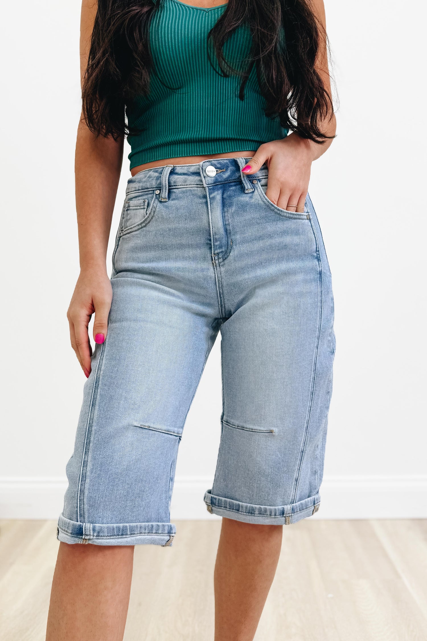 On Repeat By Risen - Barrel Denim Jorts