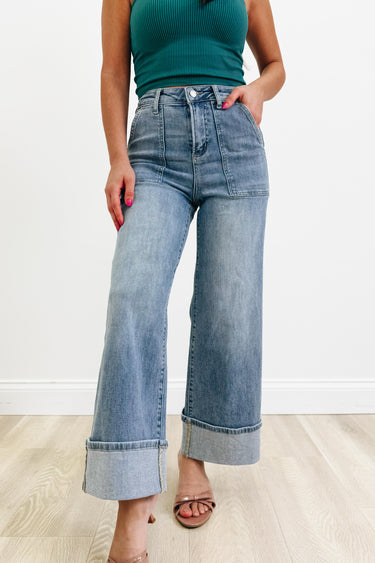 The Secret Sauce By Anniewear - Wide Leg Cuff Jeans - 2 colors!