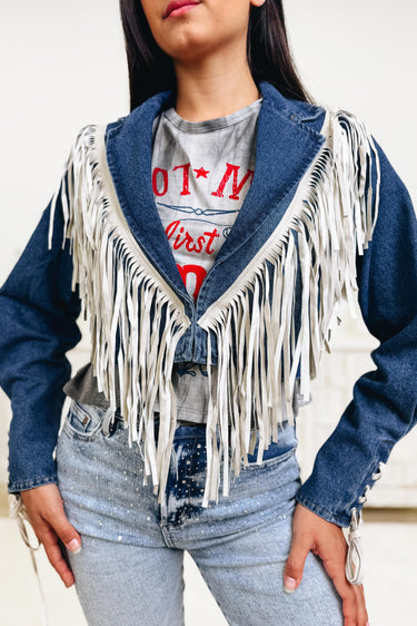 Like It Like That Fringe Denim Jacket