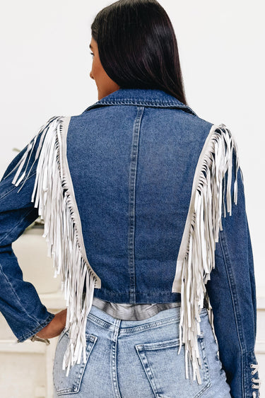 Like It Like That Fringe Denim Jacket