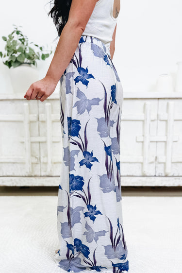 Sweet Like Honey Wide Leg Floral Pants - Blue