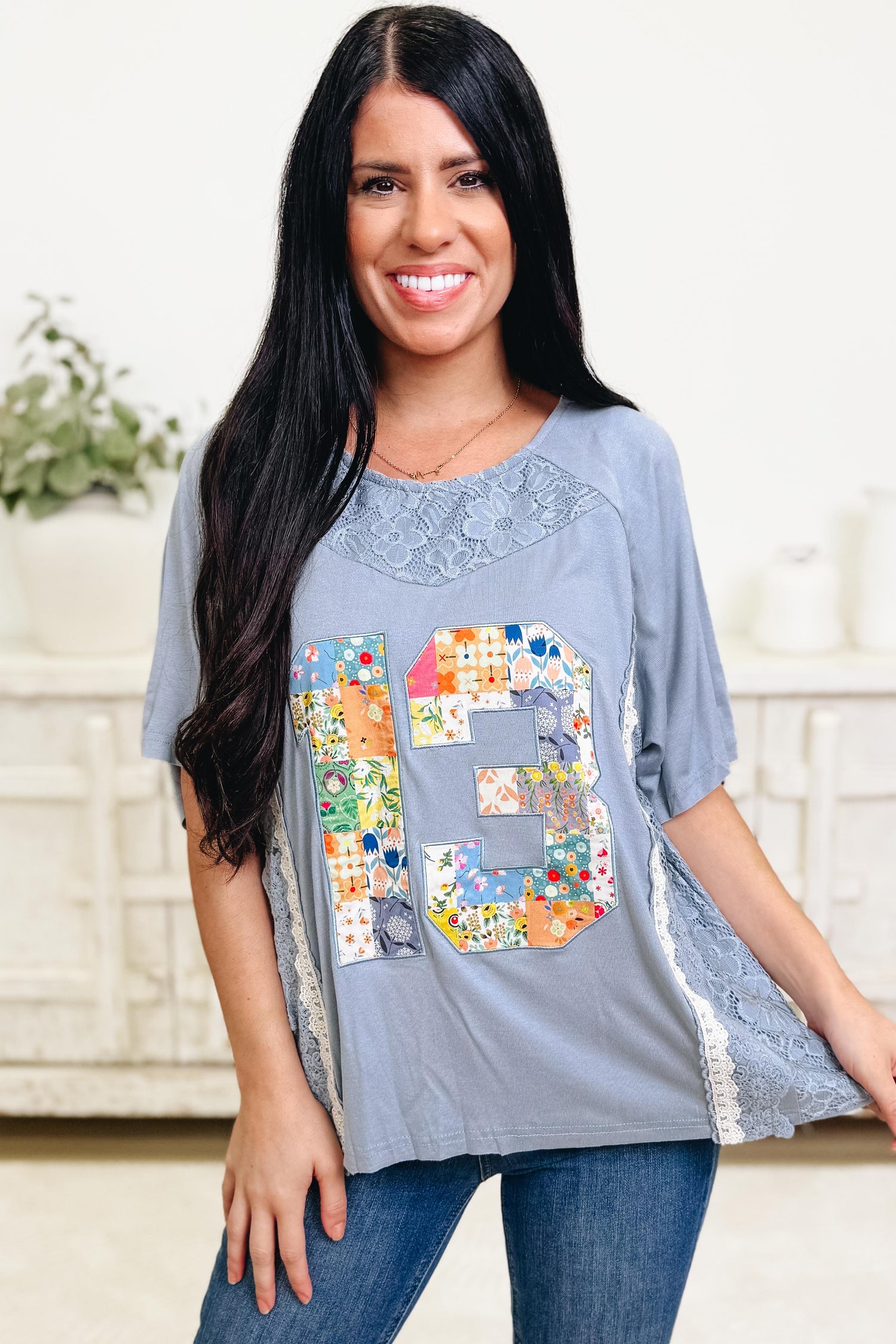 What's The Catch 13 Top - Slate Blue