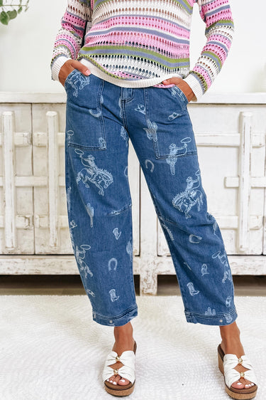 Backroad Buckin By Blue B - Barrel Jeans - Medium Wash