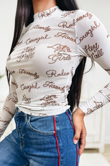 Howdy Cowgirl Mesh Top
