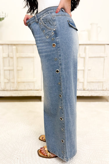 The Chic Staple Wide Leg Pants - Denim