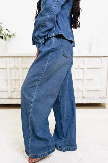 Fit & Flare Denim Wide Leg Pants