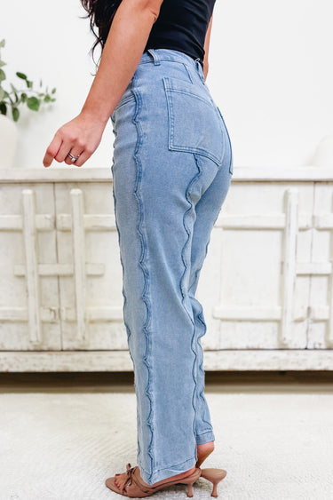 The Claire By Anniewear - Wide Leg Scalloped Jeans - 2 Colors!