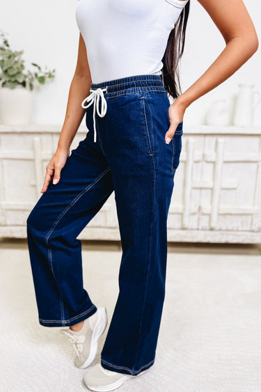 Coast Is Clear By Mica - Wide Leg Jogger Jeans - Dark Denim