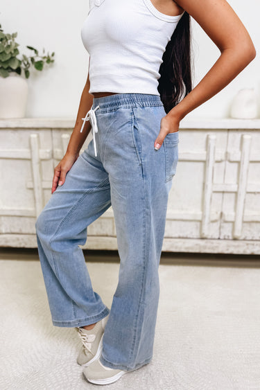 Coast Is Clear By Mica - Wide Leg Jogger Jeans - Light Denim