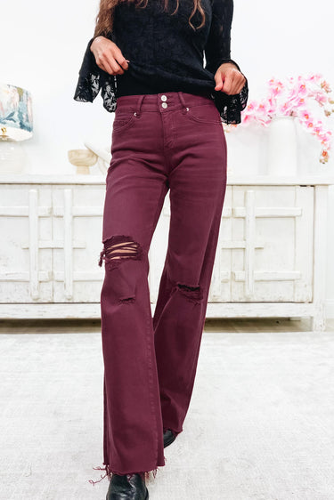 True Obsession By Denim BAR - Tummy Control Jeans - Burgundy