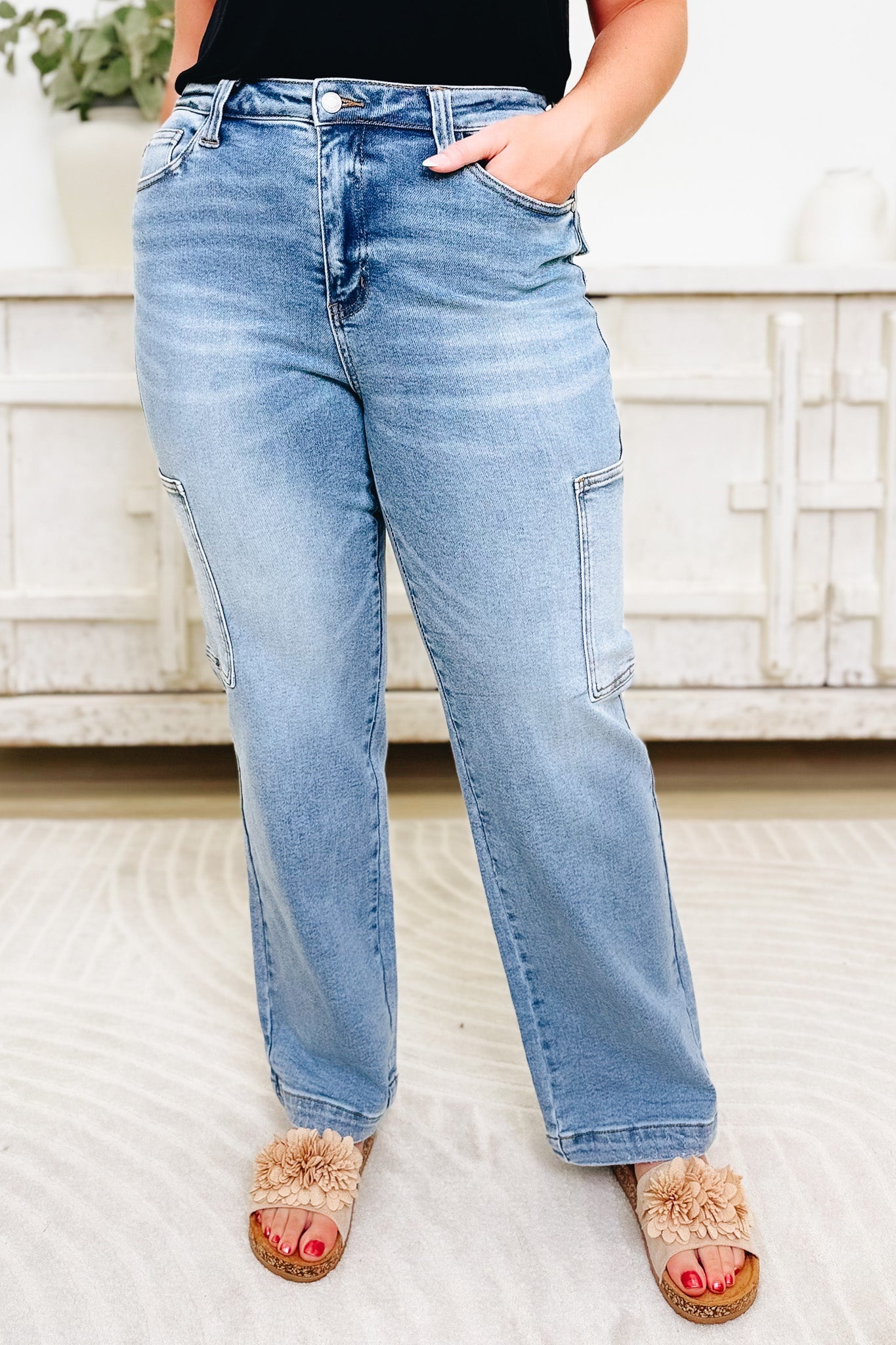 Jessica By Judy Blue - High Rise Cargo Wide Leg Jeans