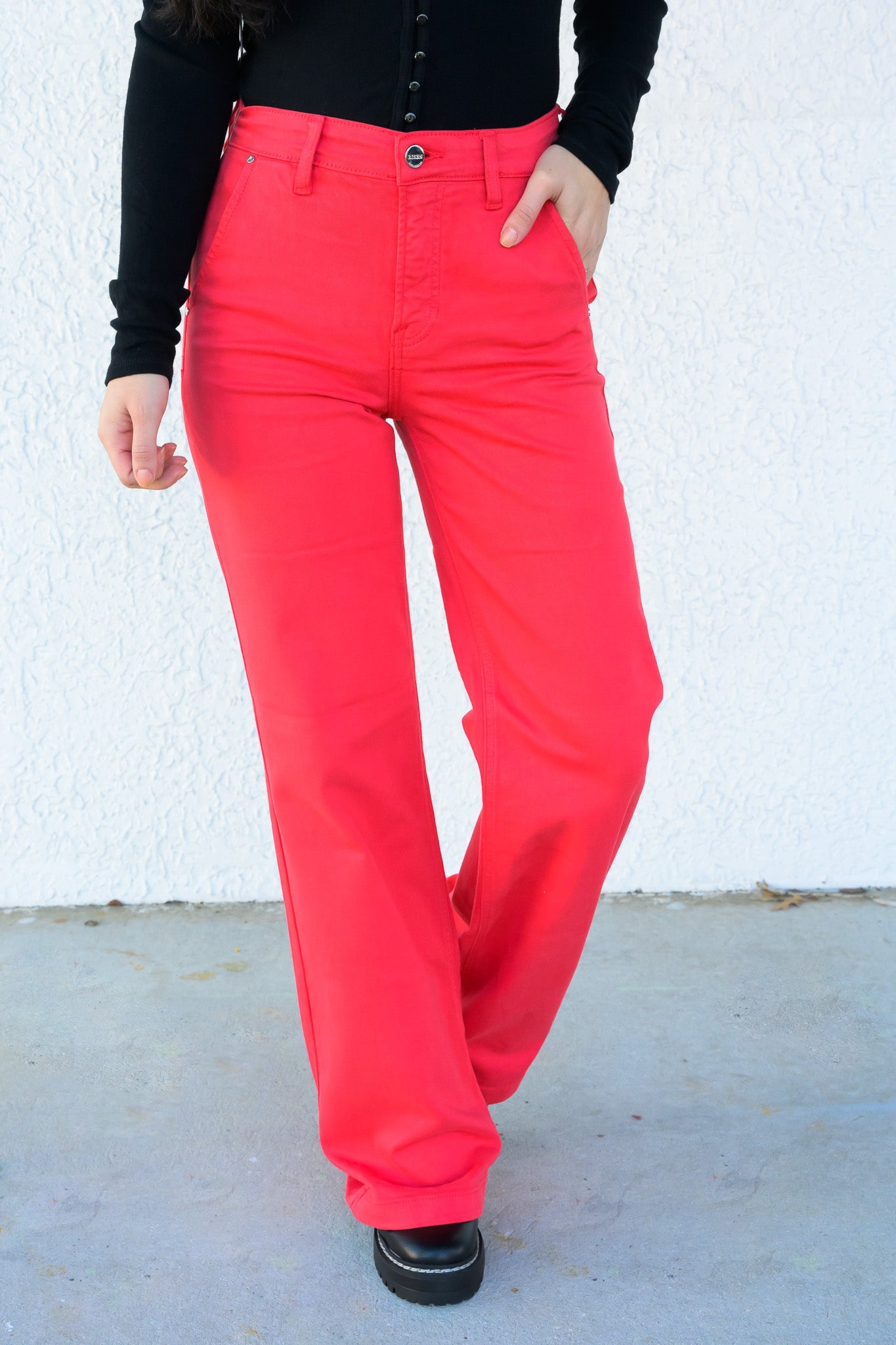 You're A Fireball By Risen - High Rise Tummy Control Wide Leg Pants - Fiesta