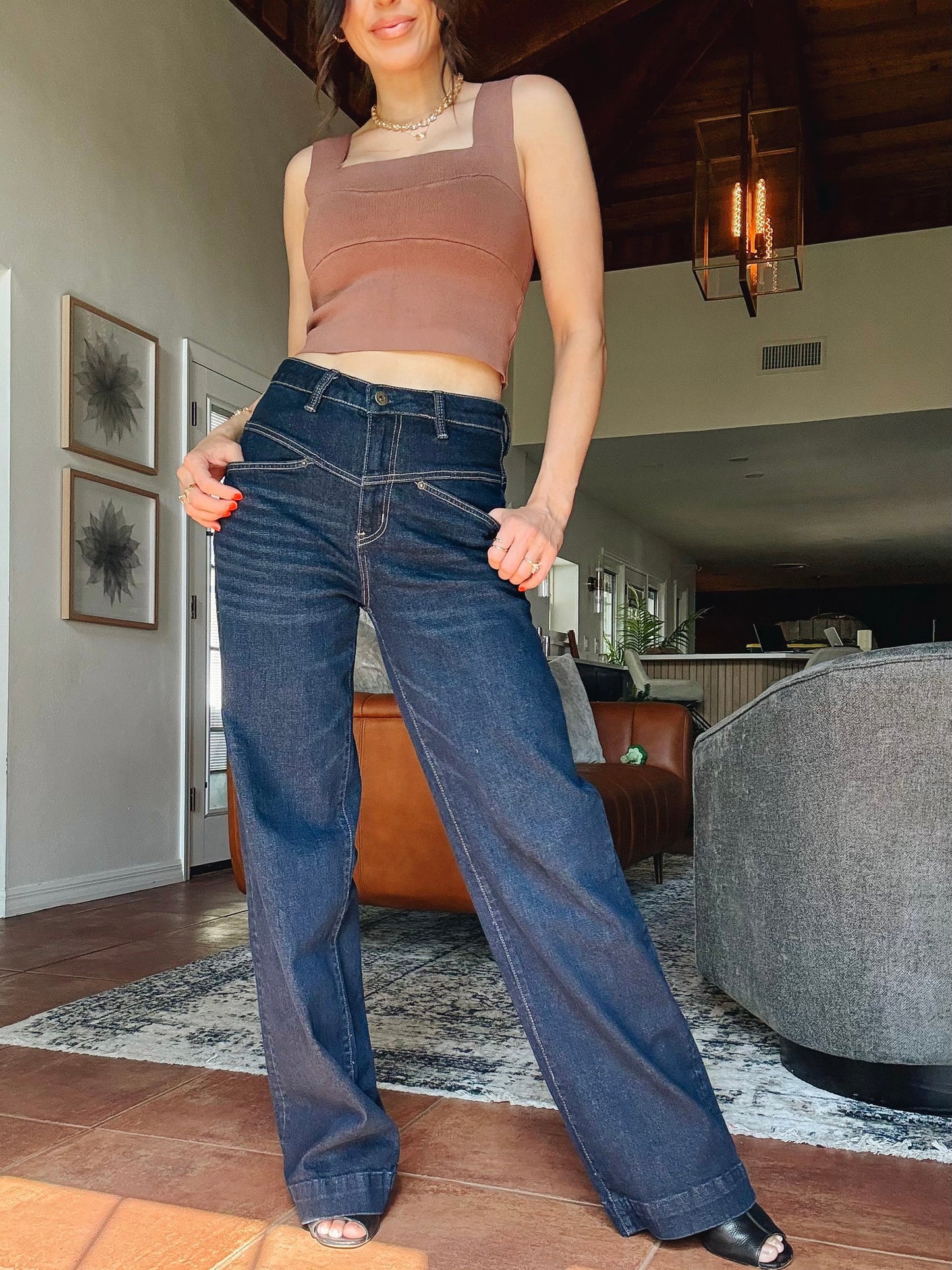 The Real Deal By Mica - High Rise Wide Leg Yoke Jeans