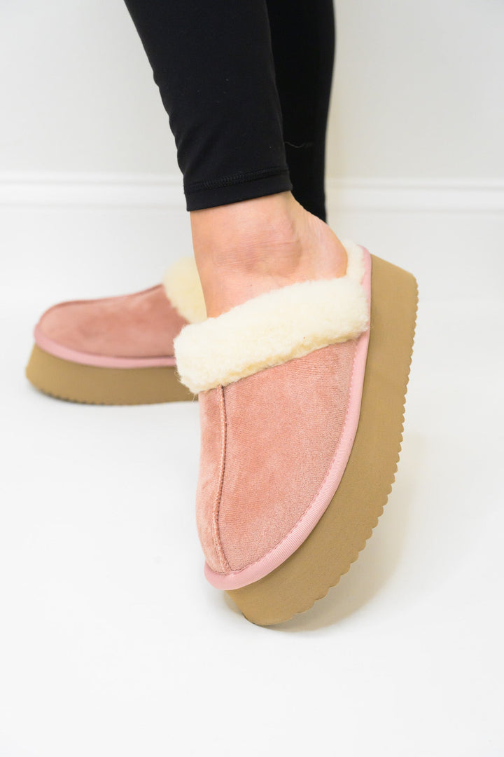 Corky's Cuddle Up Slippers - Blush Faux Suede