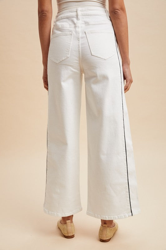 Let's Ride Wide Leg Jeans with Side Piping Detail - 2 Colors!