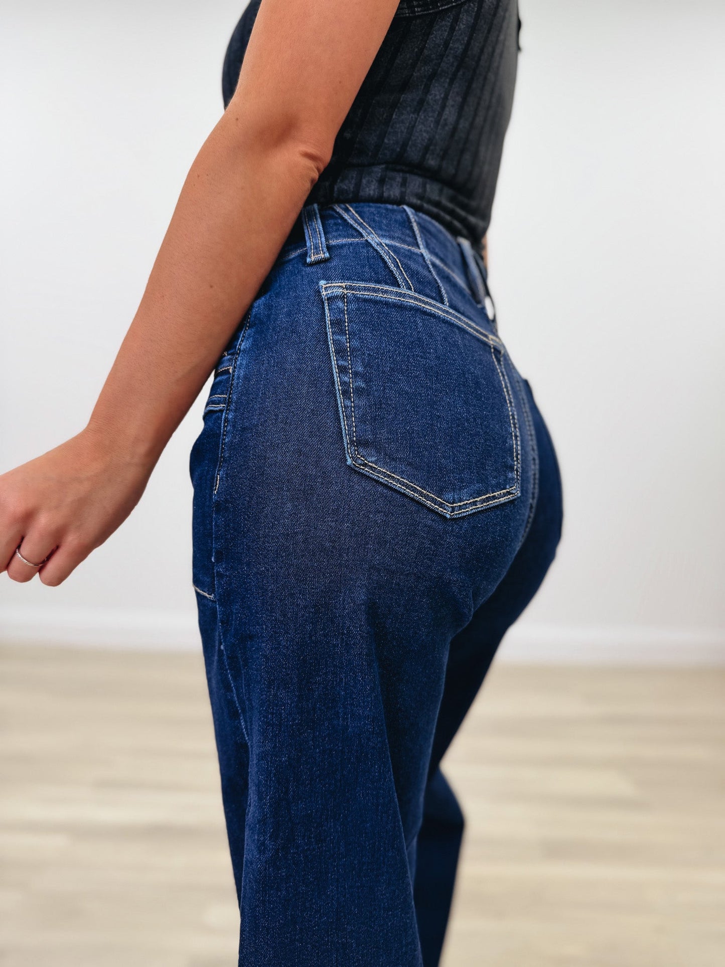 Snatched Back By Mica - High Rise Wide Leg Jeans