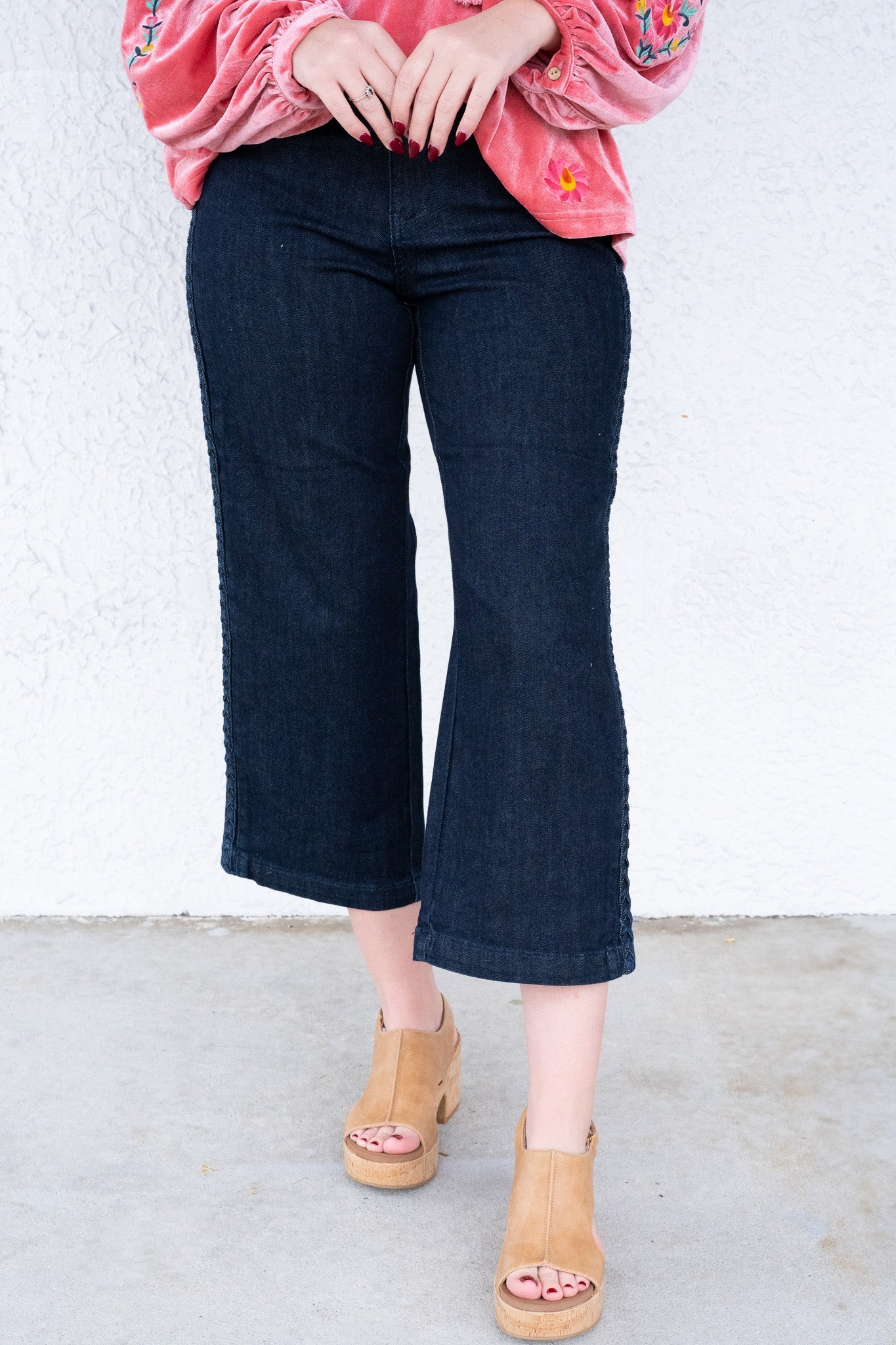 Weave With It By Judy Blue - High Rise Crop Wide Leg Jeans