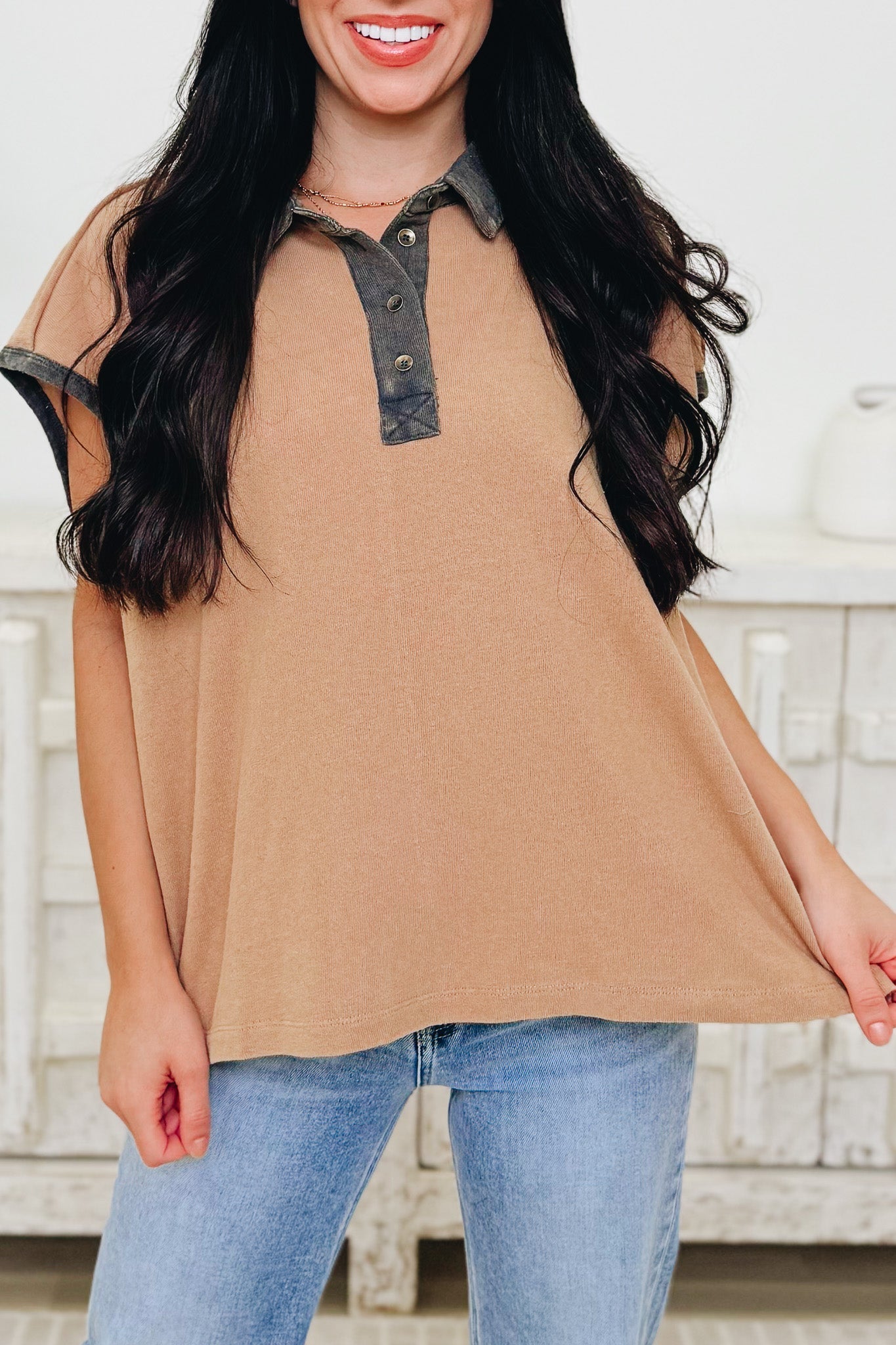 Contrasting Blemish Top - 2 Colors!