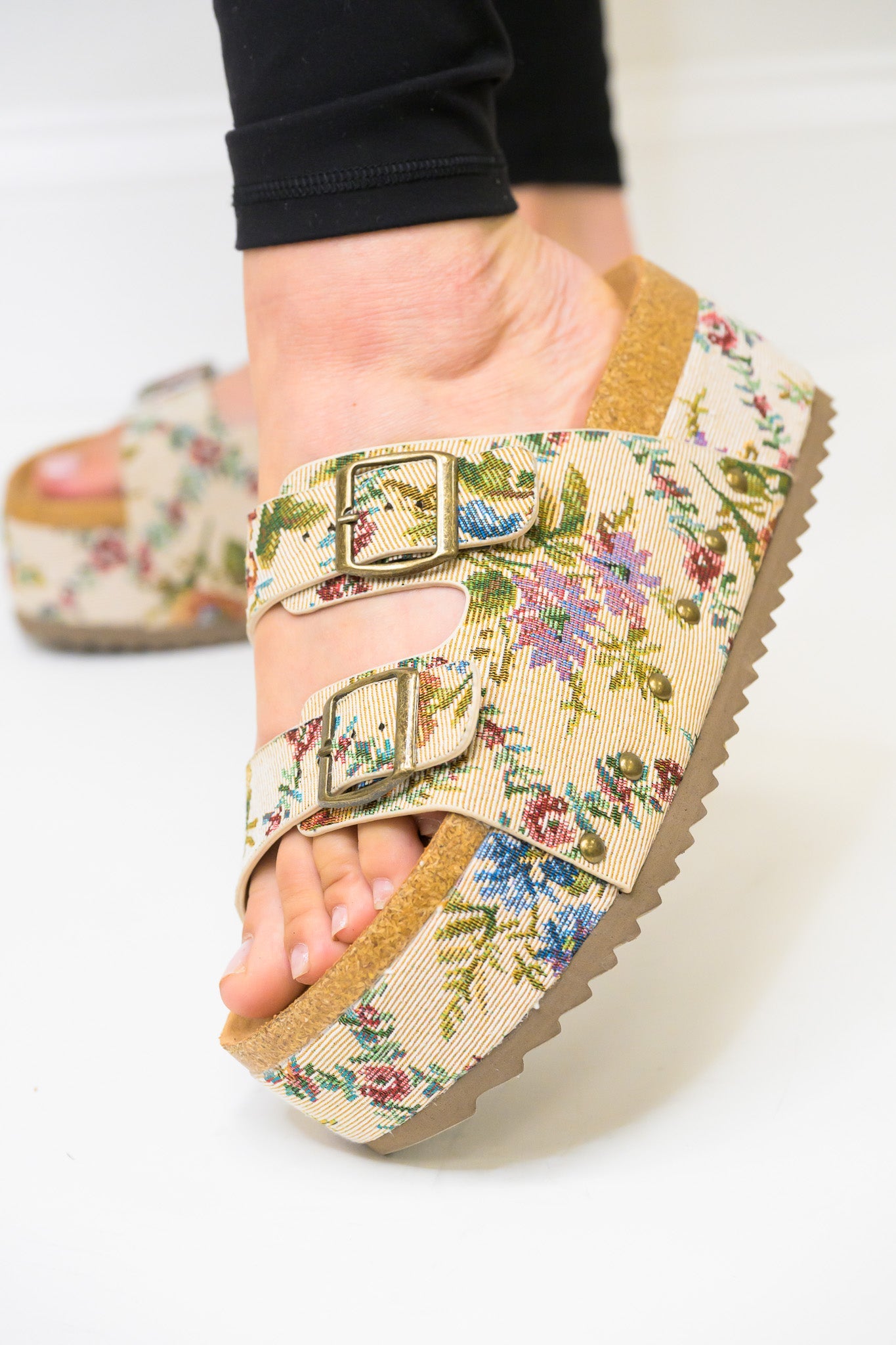 Corky's Wannabe Platform Sandals - Sand Brocade Floral